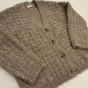 OAK + FORT Oversized Grid Textured Cardigan